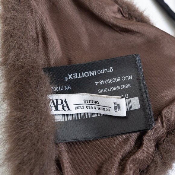 Zara Studio Faux Fur Triangle Bra Brown - Picture 5 of 9